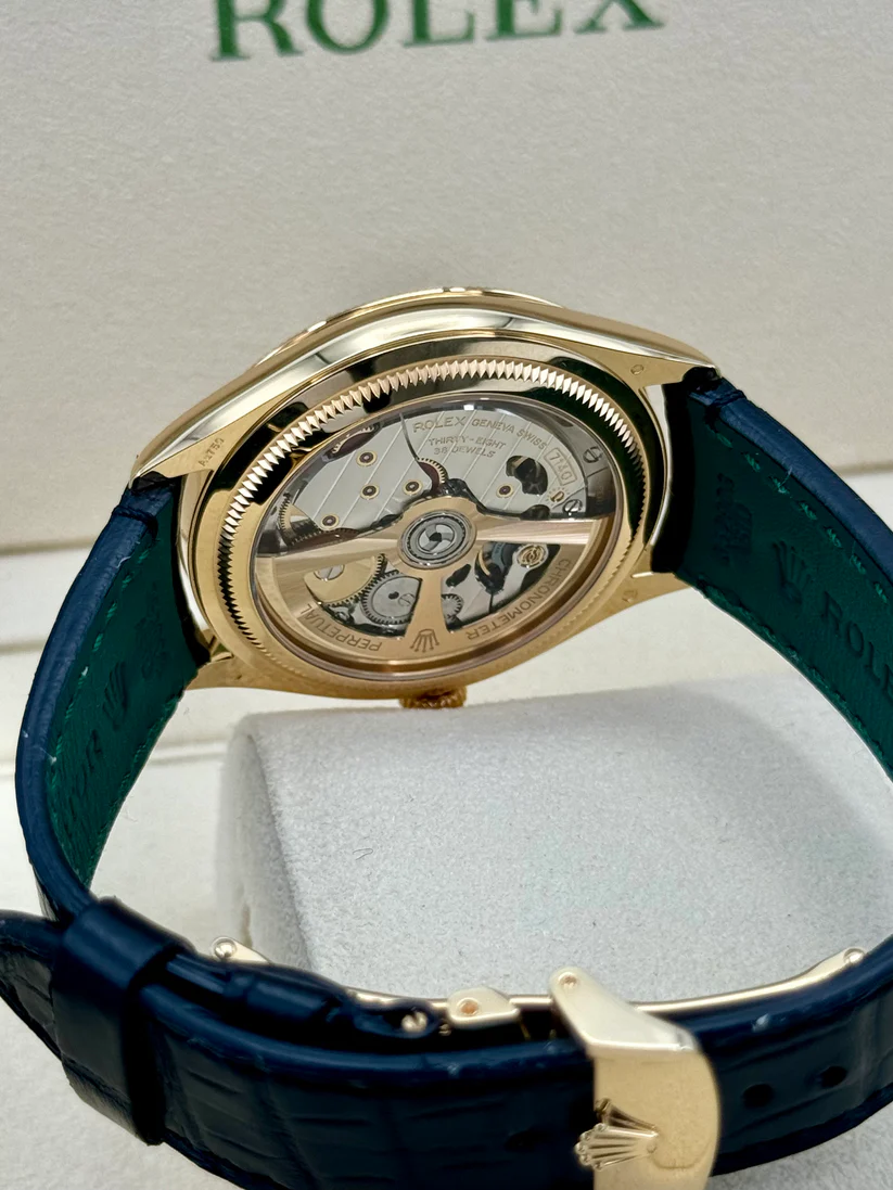 Rolex 1908 Yellow Gold Black Dial Black Alligator Strap - 52508-0002