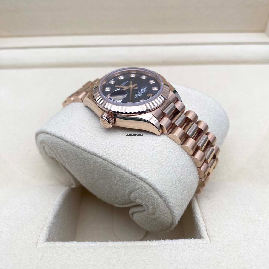 RLX Lady-Datejust 28mm 279175 Aubergine Diamond-Set Dial President Everose Gold