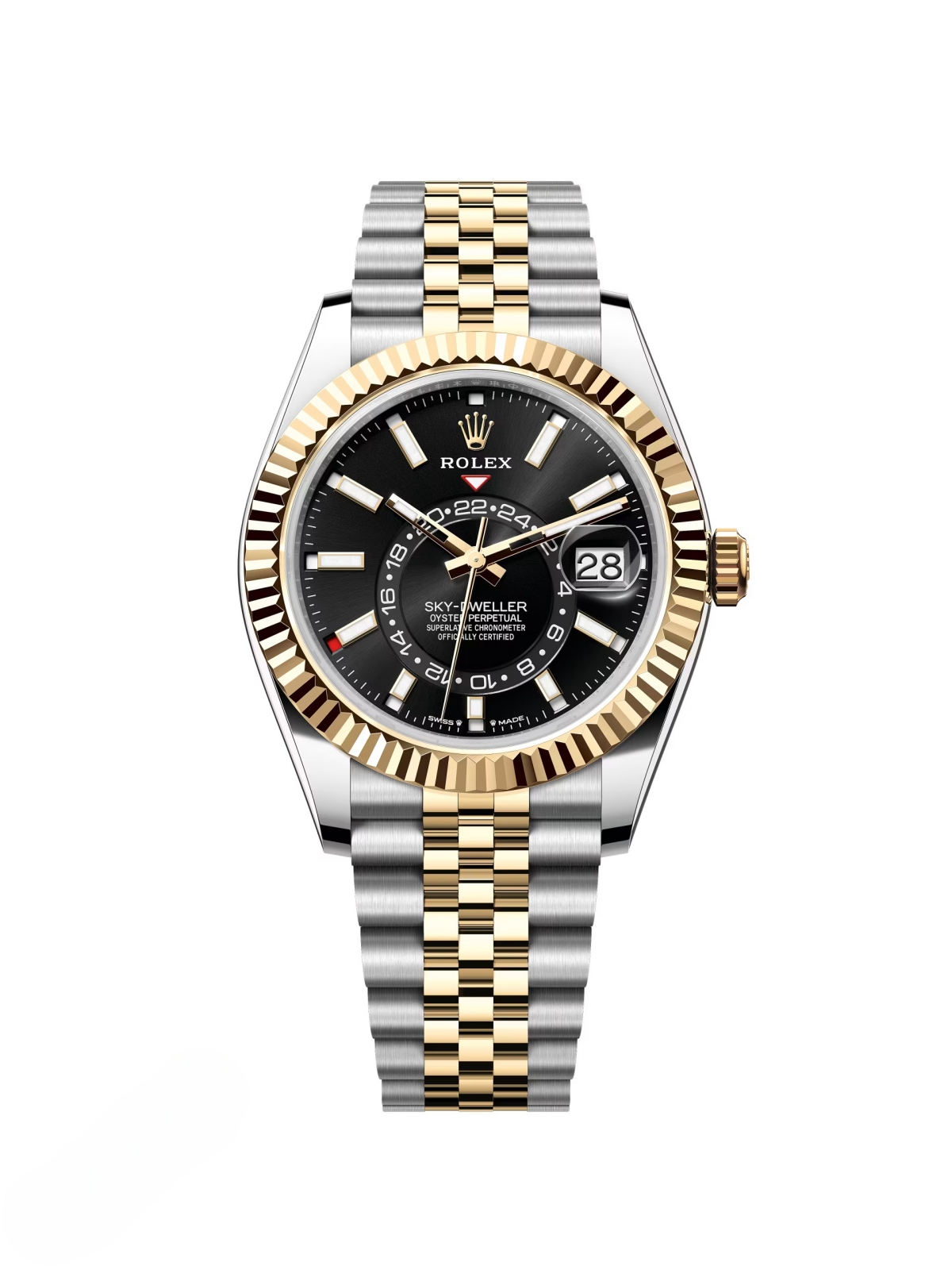 RLX  Sky-Dweller 42mm 336933-0003/0004 Two-Tone Yellow Gold Black Dial Jubilee