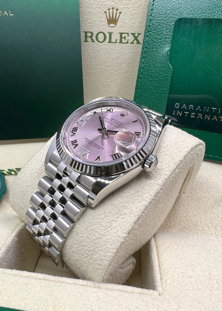 RLX  Datejust 36mm 126234 Pink Roman Dial Oyster Stainless Steel