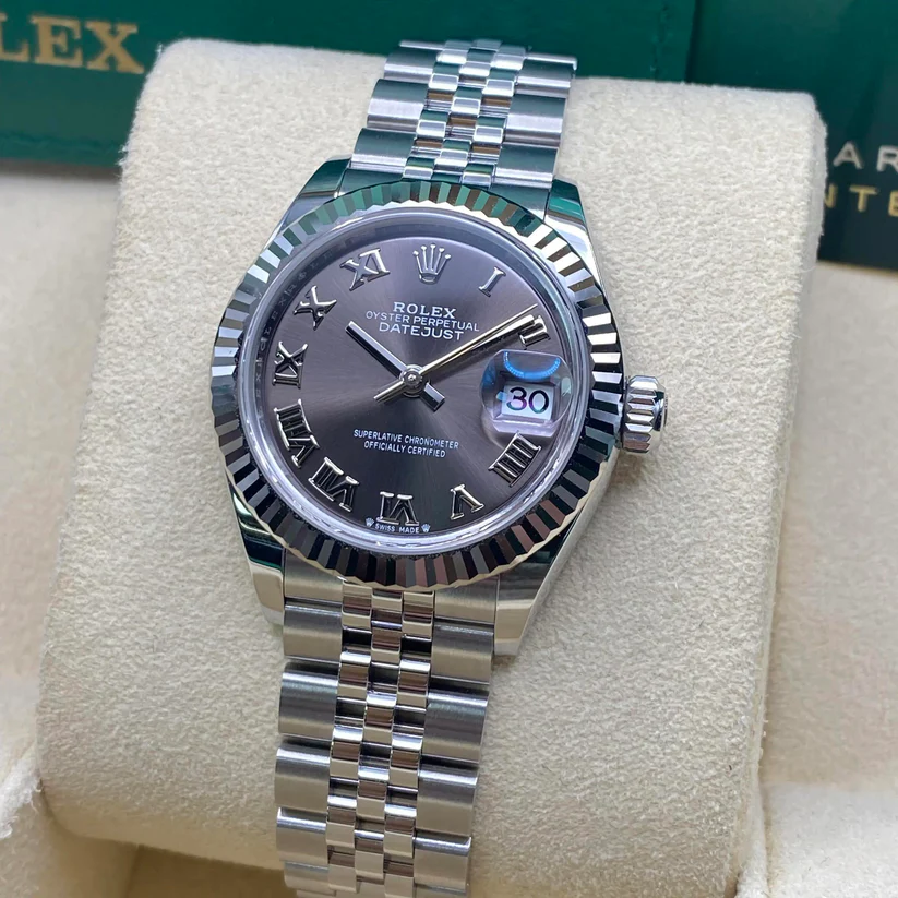 RLX Lady-Datejust 28mm 279174 Dark Grey Roman Dial Oyster Bracelet