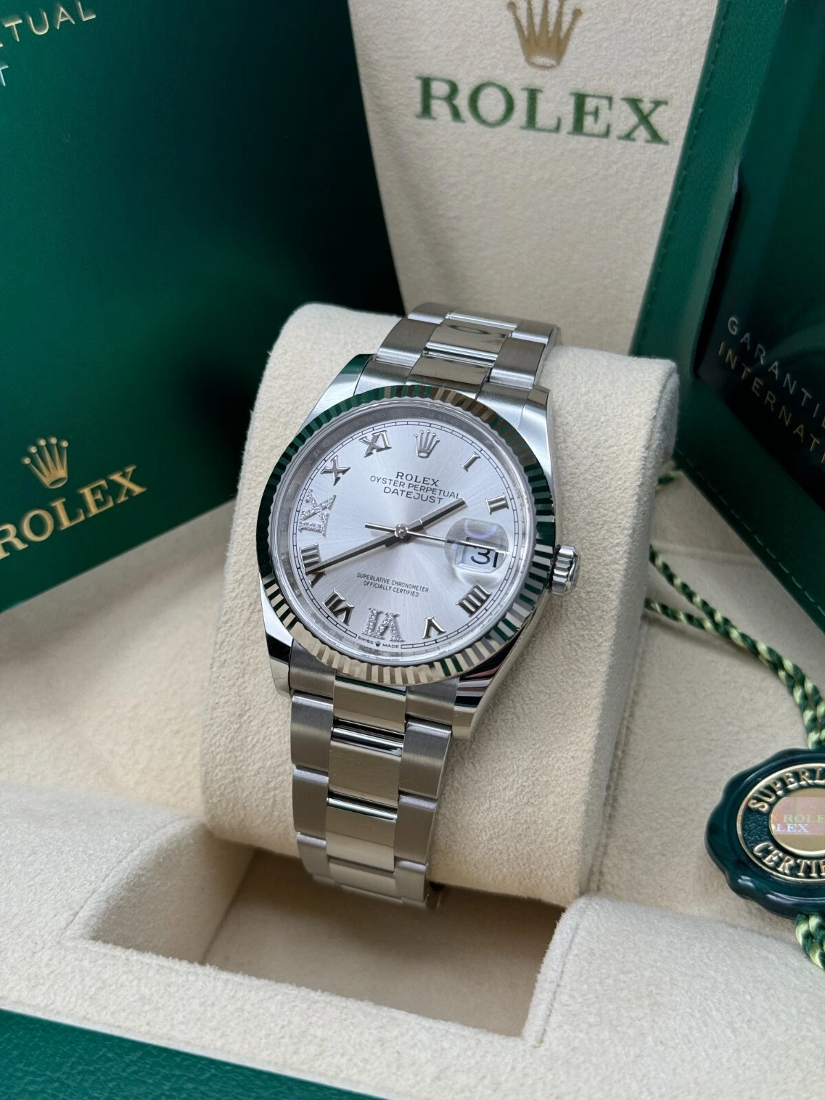 RLX  Datejust 36mm 126234 White Roman Dial Oyster Stainless Steel Mens