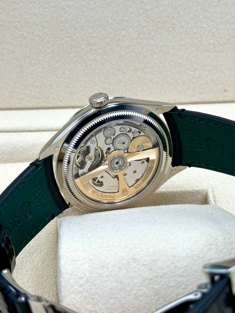 Rolex 1908 White Gold Black Dial Black Alligator Strap - 52509-0002