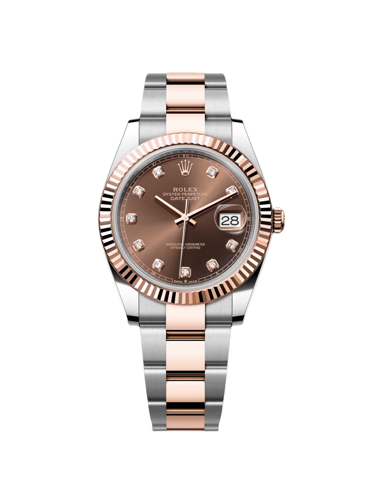 RLX Datejust 41mm 126331 Datejust Chocolate Diamond Oyster Steel and Everose Gold Watch