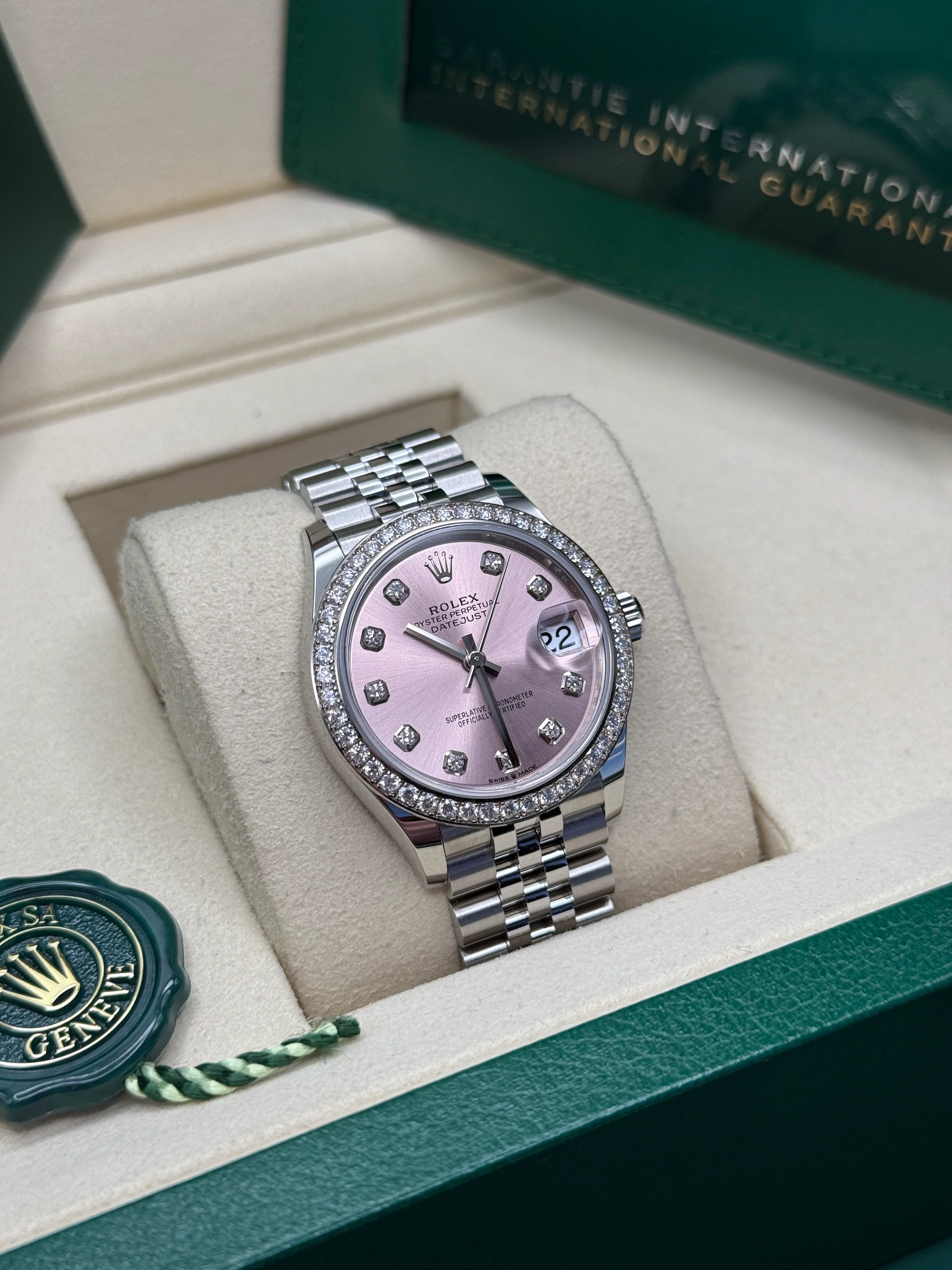 RLX Datejust m278384RBR-0035/0036 Pink 31mm Dial Oyster Watch