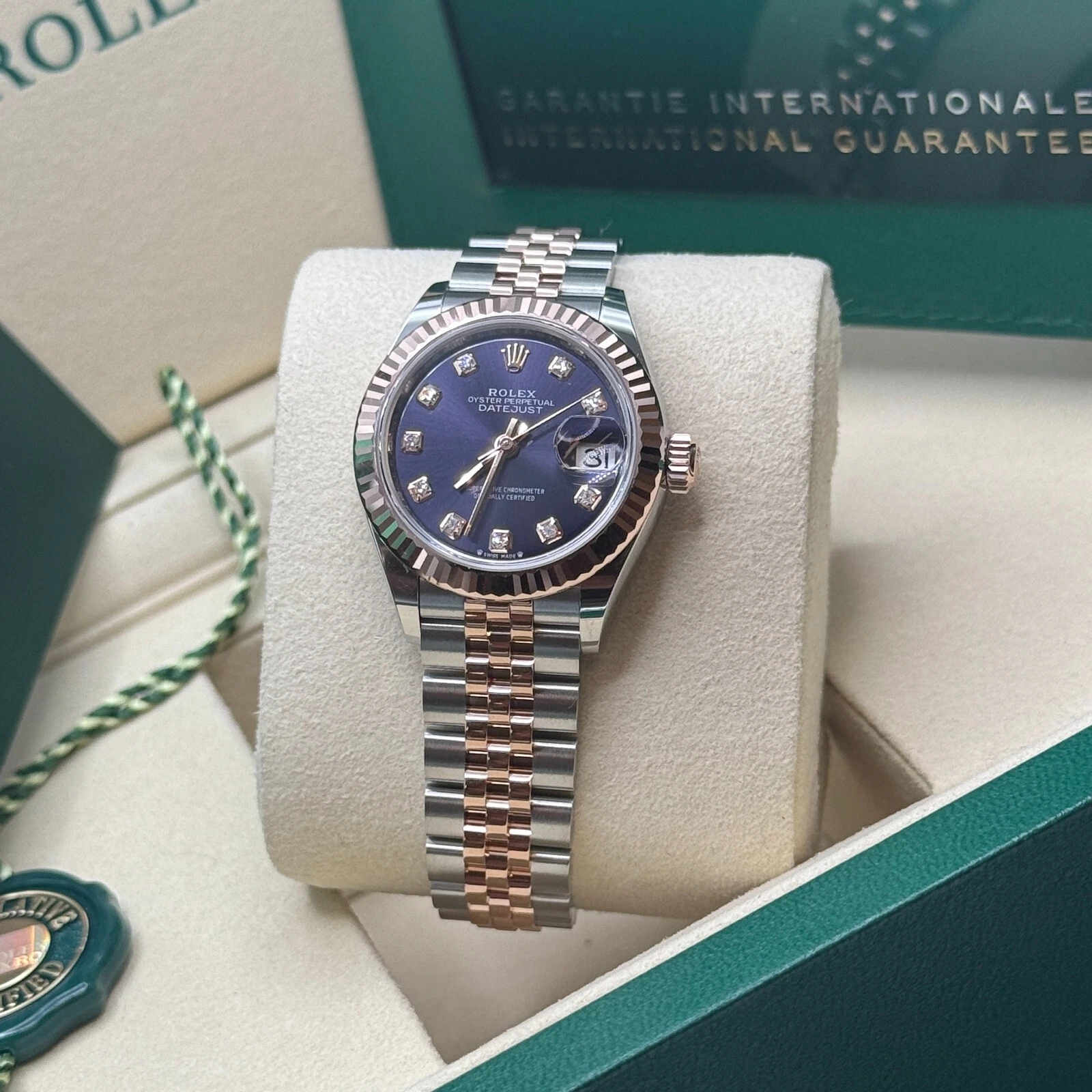 RLX Lady-Datejust 28mm 279171 Aubergine Diamond Oyster Stainless Steel and Rose Gold