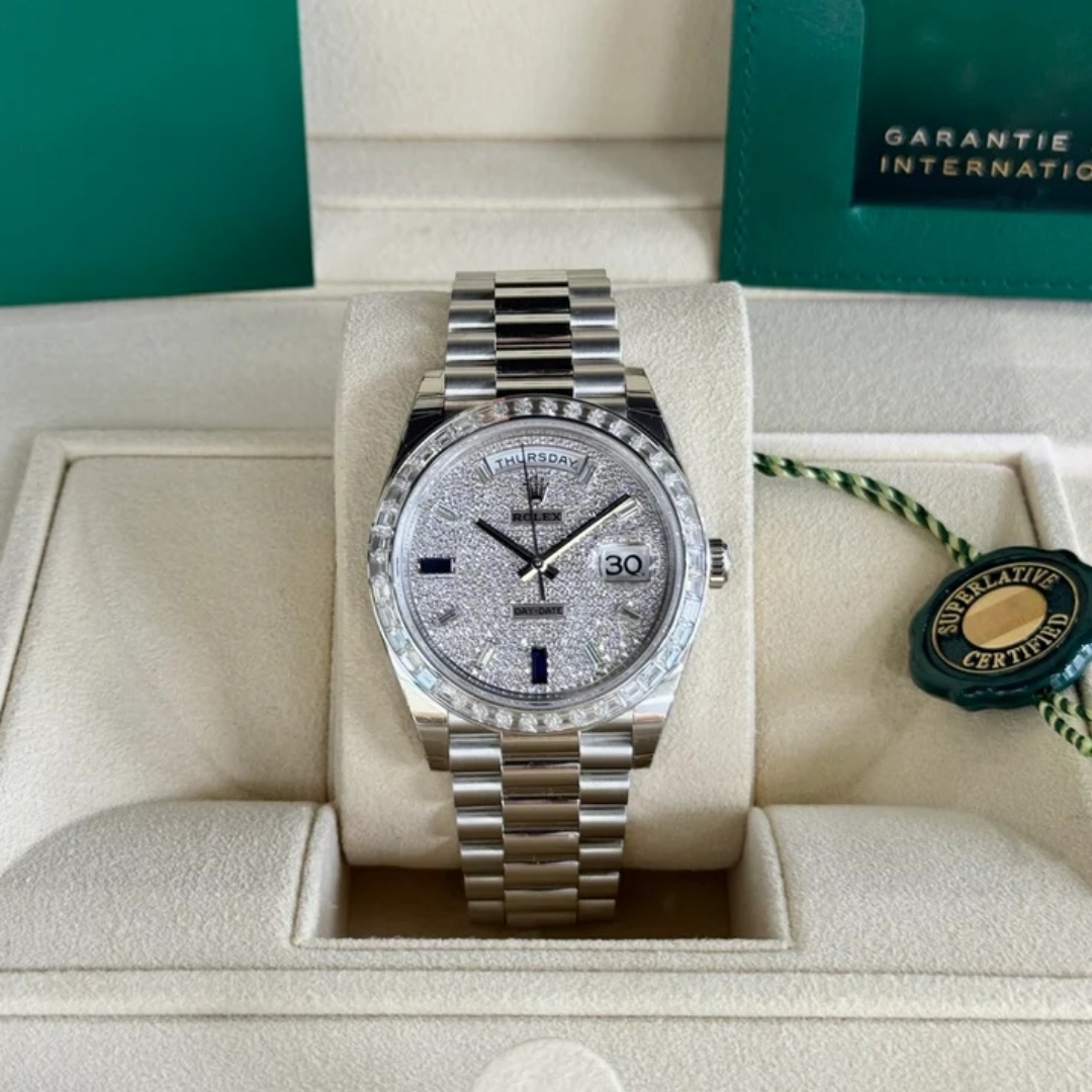 RLX Day-Date 40mm 228396TBR-0021 Diamonds Sapphires Dial