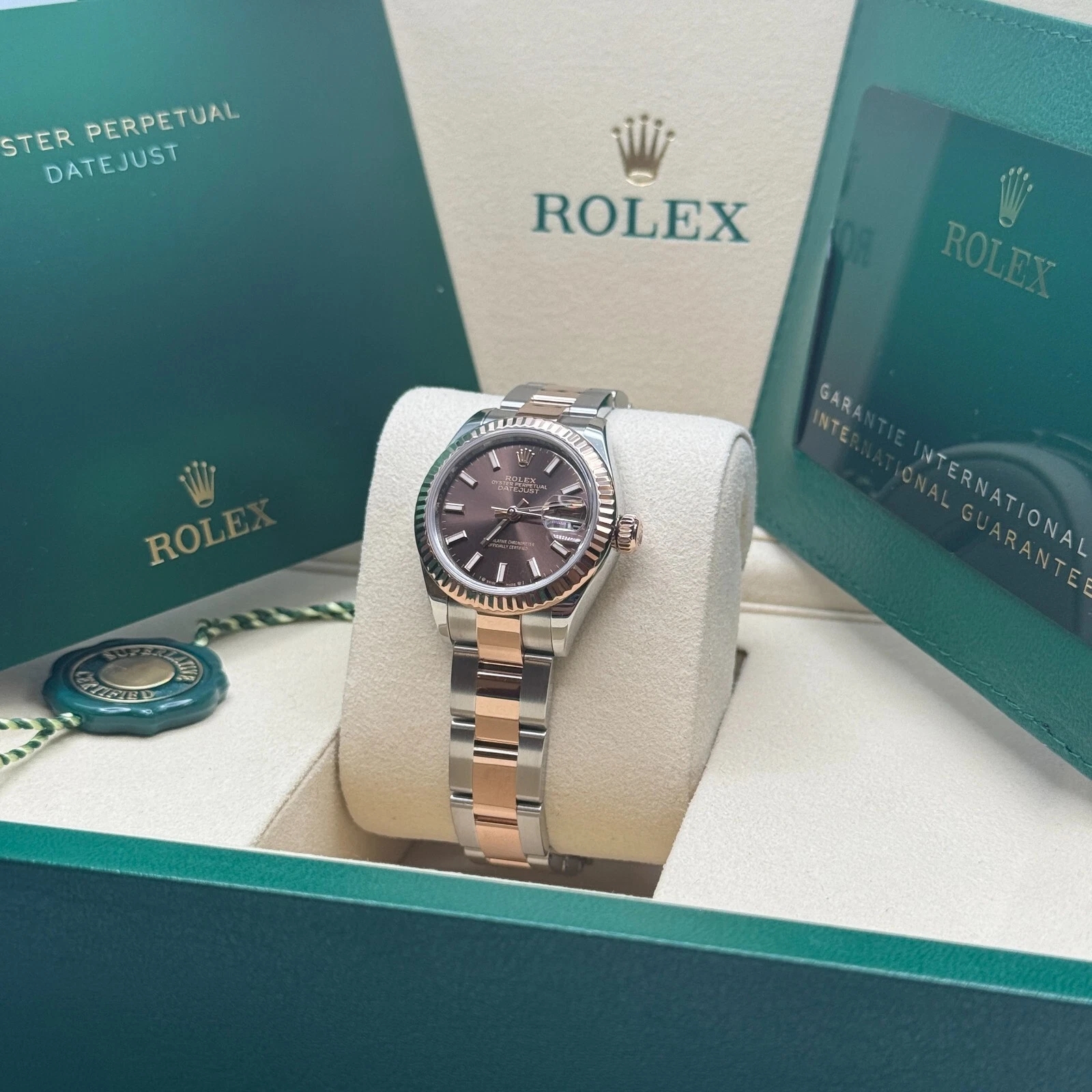 RLX Lady-Datejust 28mm 279171 Chocolate Index Oyster Stainless Steel and Rose Gold