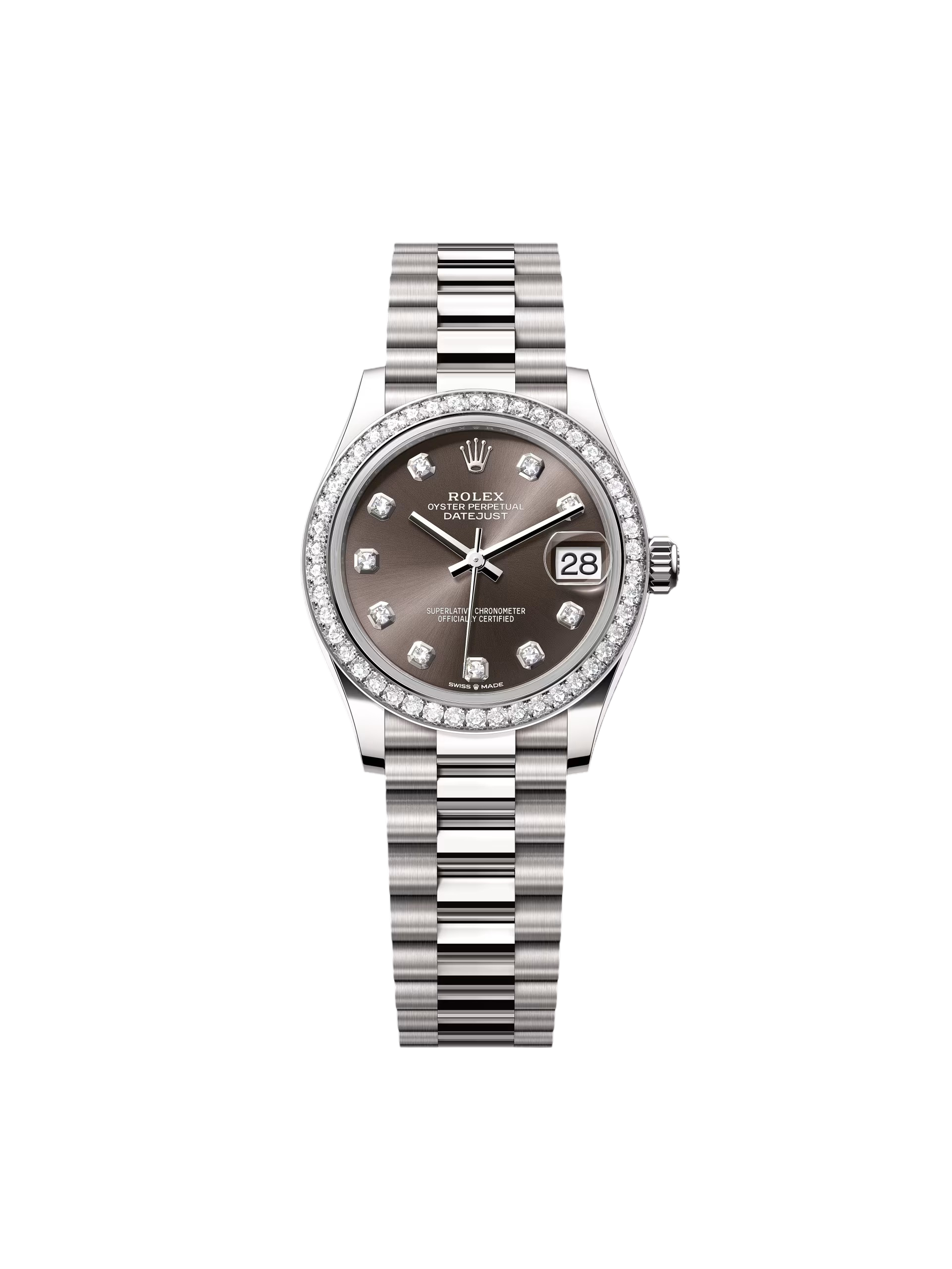 RLX Datejust m278289RBR-0006 Dark Grey Dial White Gold President Watch