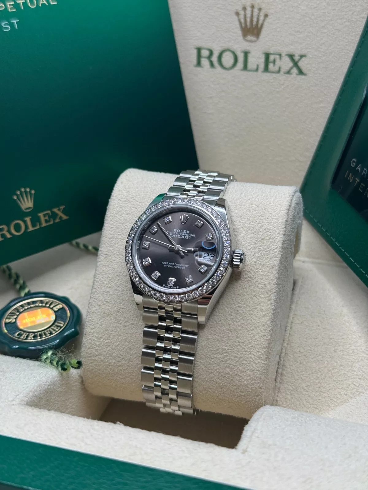 RLX Lady-Datejust 28mm 279384RBR Dark Gray set with Diamonds