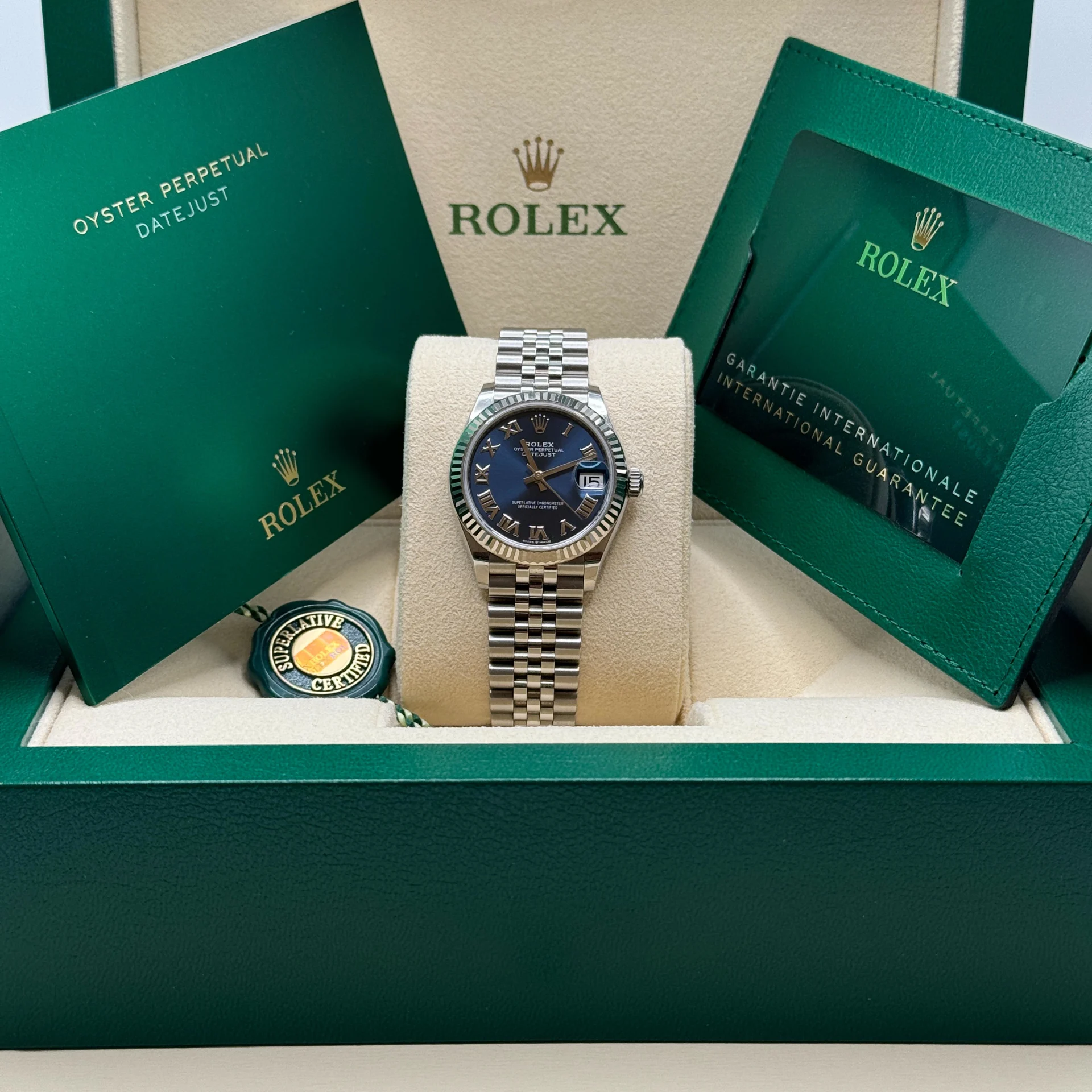 RLX Datejust m278274-0033/0034 Bright Blue Dial 31mm Fluted Bezel Oyster Bracelet