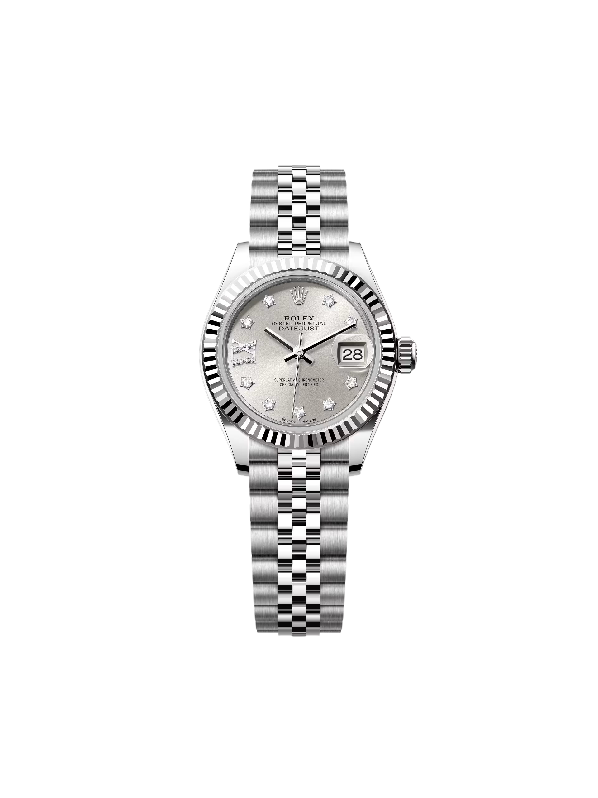 RLX Lady-Datejust 28mm 279174 Silver Diamond Dial Oyster Bracelet