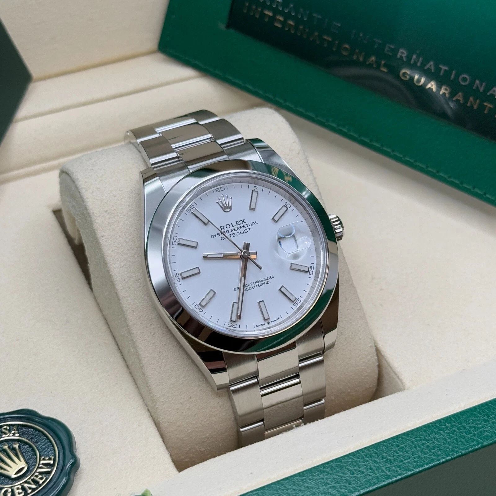 RLX  Datejust 41mm 126300 White Index Oyster Stainless Steel Watch