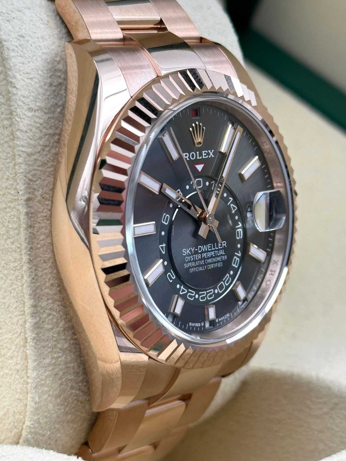 RLX  Sky-Dweller 42mm 336935-0004/0008 Rose Gold Rhodium Dial Oyster