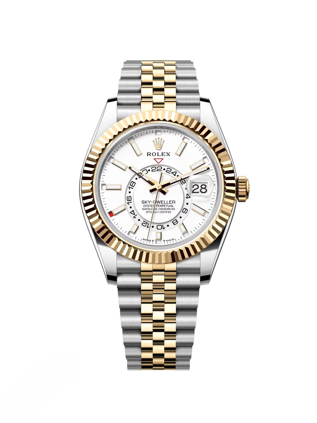 RLX  Sky-Dweller 42mm 336933-0005/0006 Two-Tone Yellow Gold White Dial Oyster