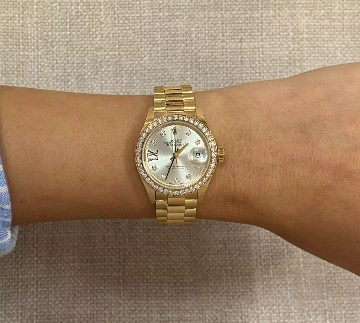 RLX Lady-Datejust 28mm 279138RBR Silver Dial President Bracelet Watch