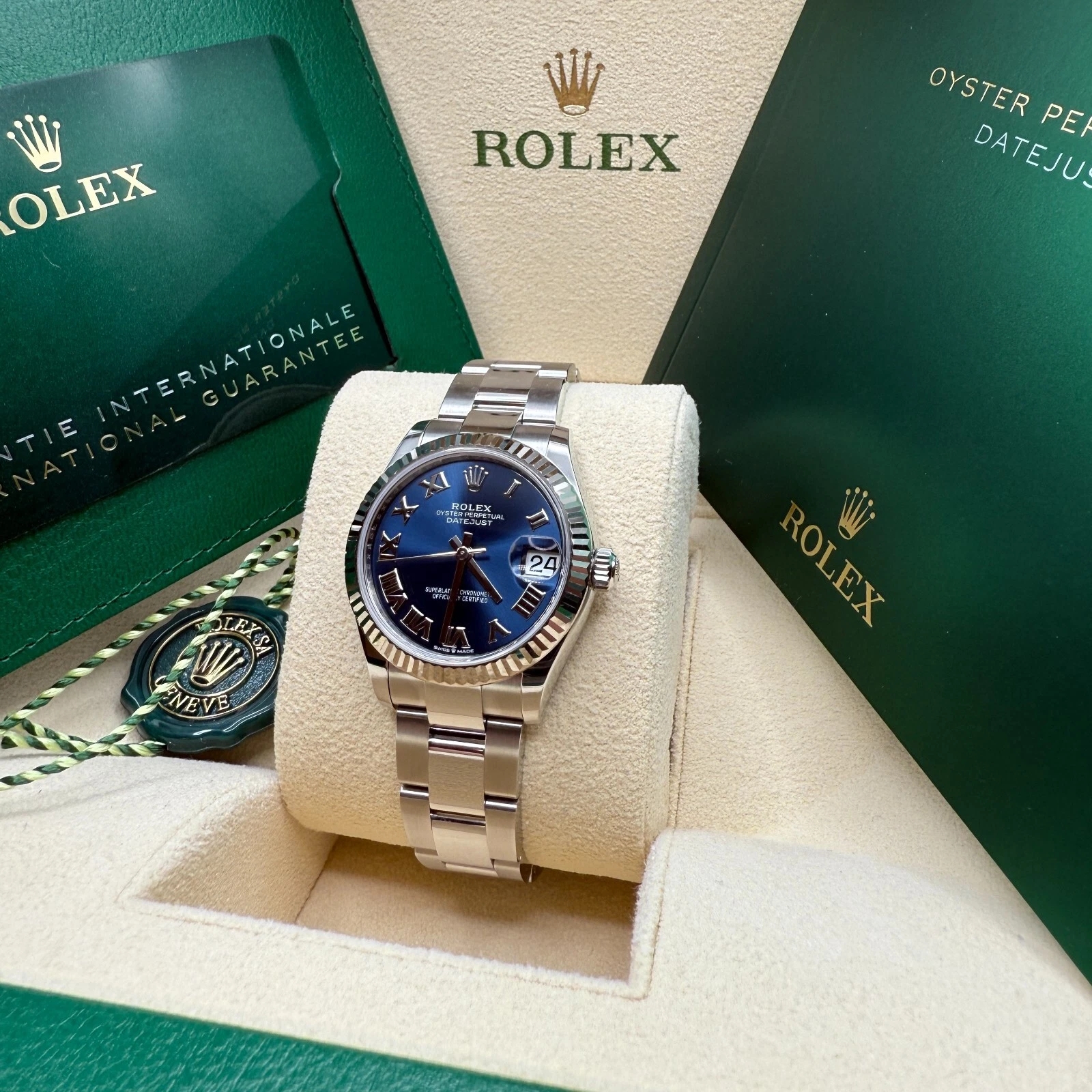 RLX Datejust m278274-0033/0034 Bright Blue Dial 31mm Fluted Bezel Oyster Bracelet