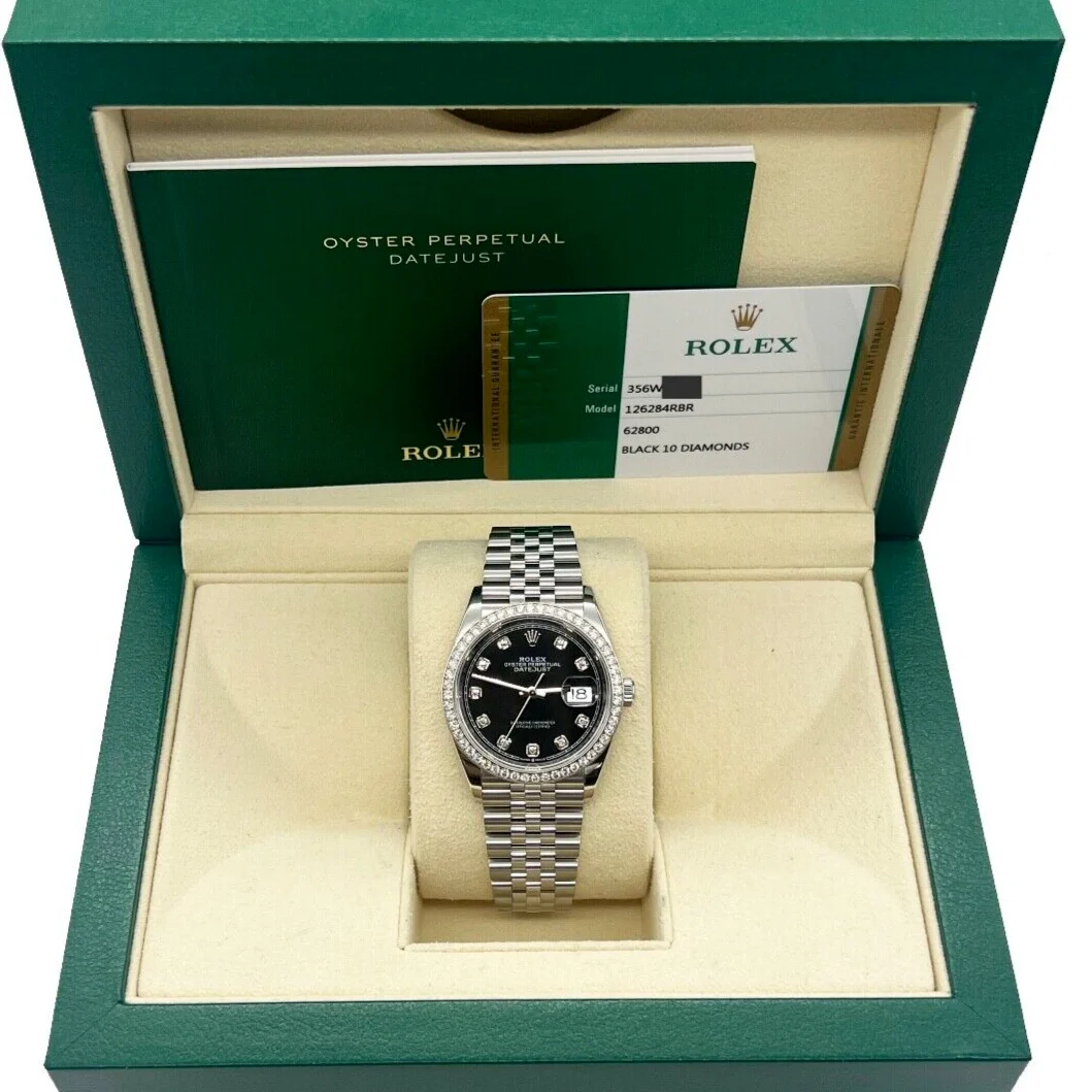 RLX  Datejust 36mm 126284 Black Dial Jubilee bracelet