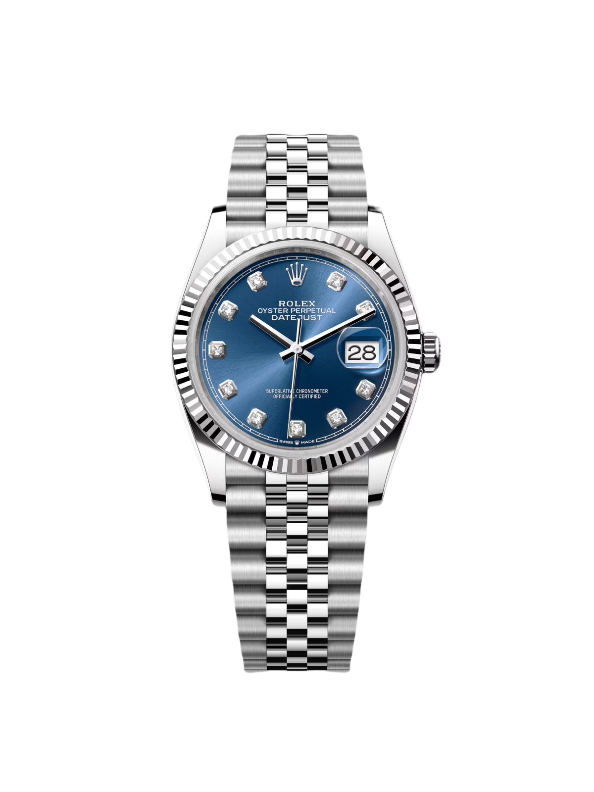 RLX  Datejust 36mm 126234 Blue Diamond Dial Stainless Steel Jubilee Mens Watch