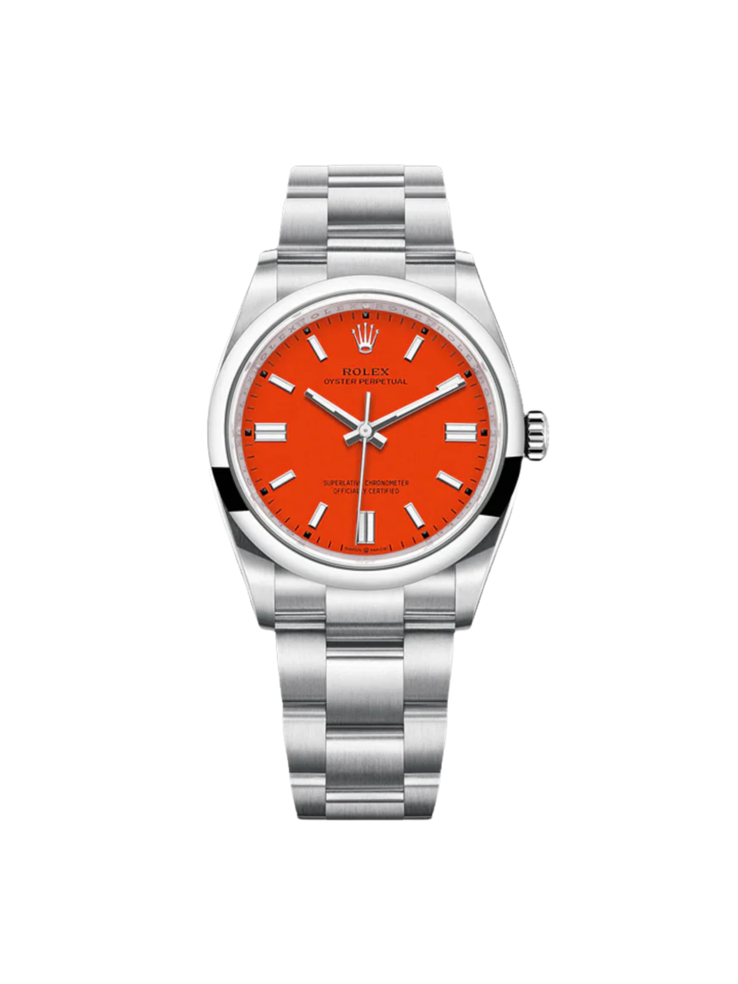RLX Oyster Perpetual 36mm 126000-0007 Coral Red Dial Steel Watch