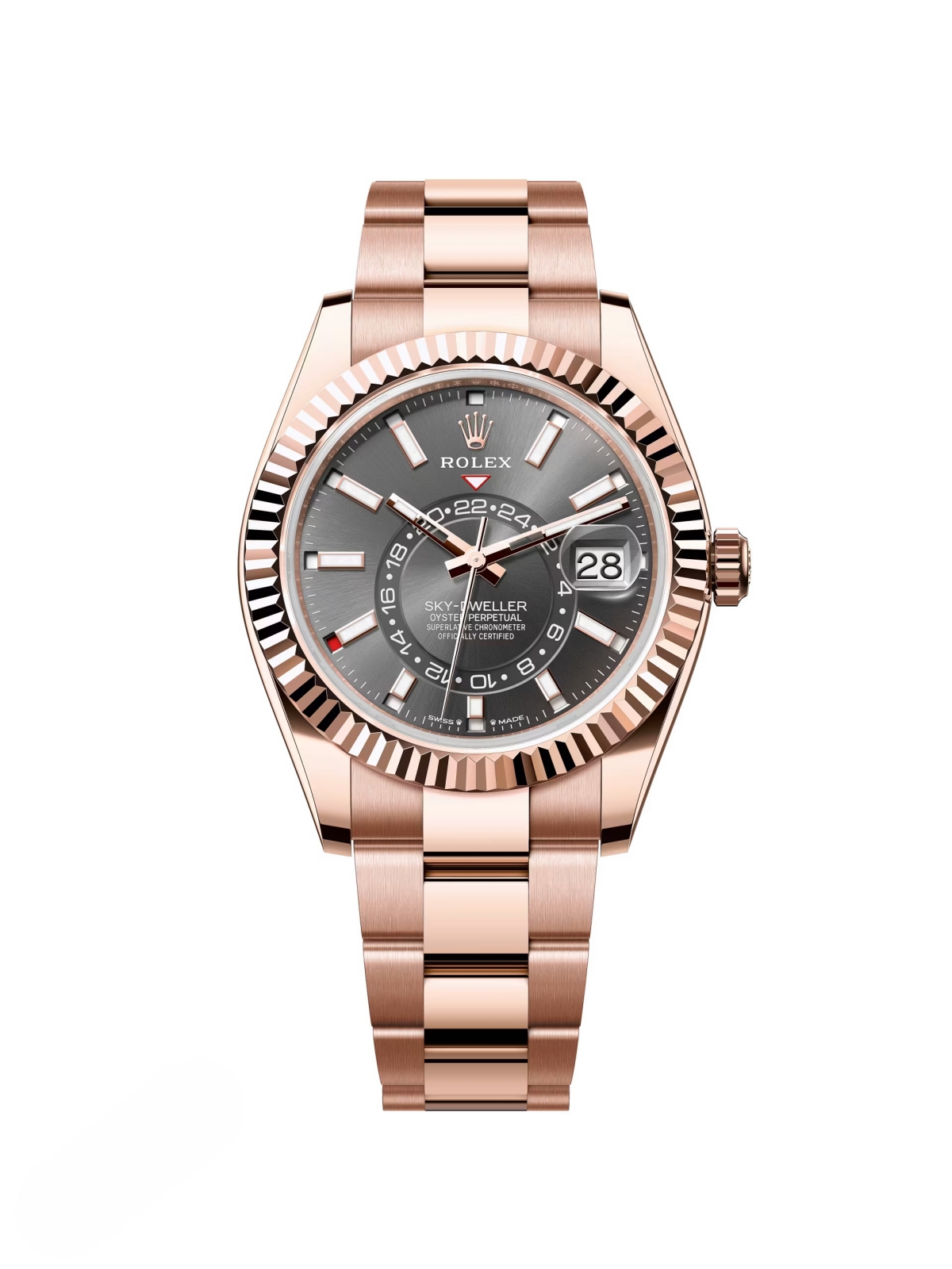 RLX  Sky-Dweller 42mm 336935-0004/0008 Rose Gold Rhodium Dial Oyster