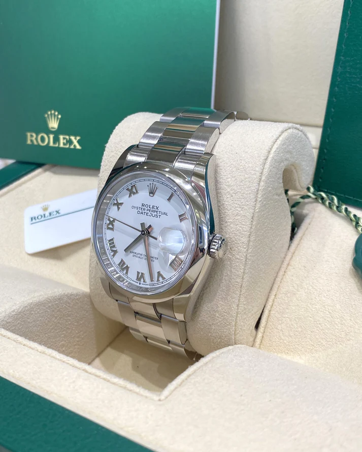RLX  Datejust 36mm 126200 Stainless Steel White Roman Dial Oyster