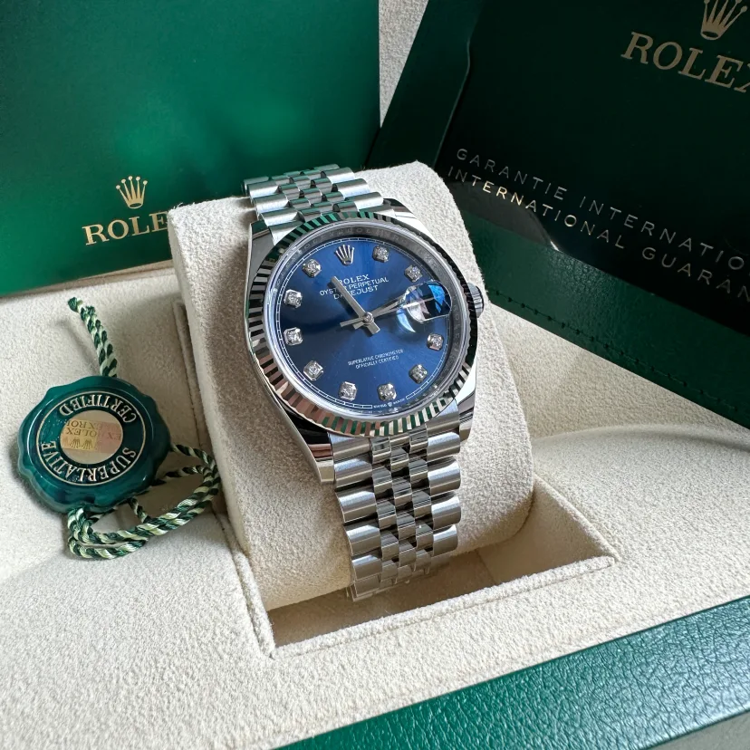 RLX  Datejust 36mm 126234 Blue Diamond Dial Stainless Steel Jubilee Mens Watch