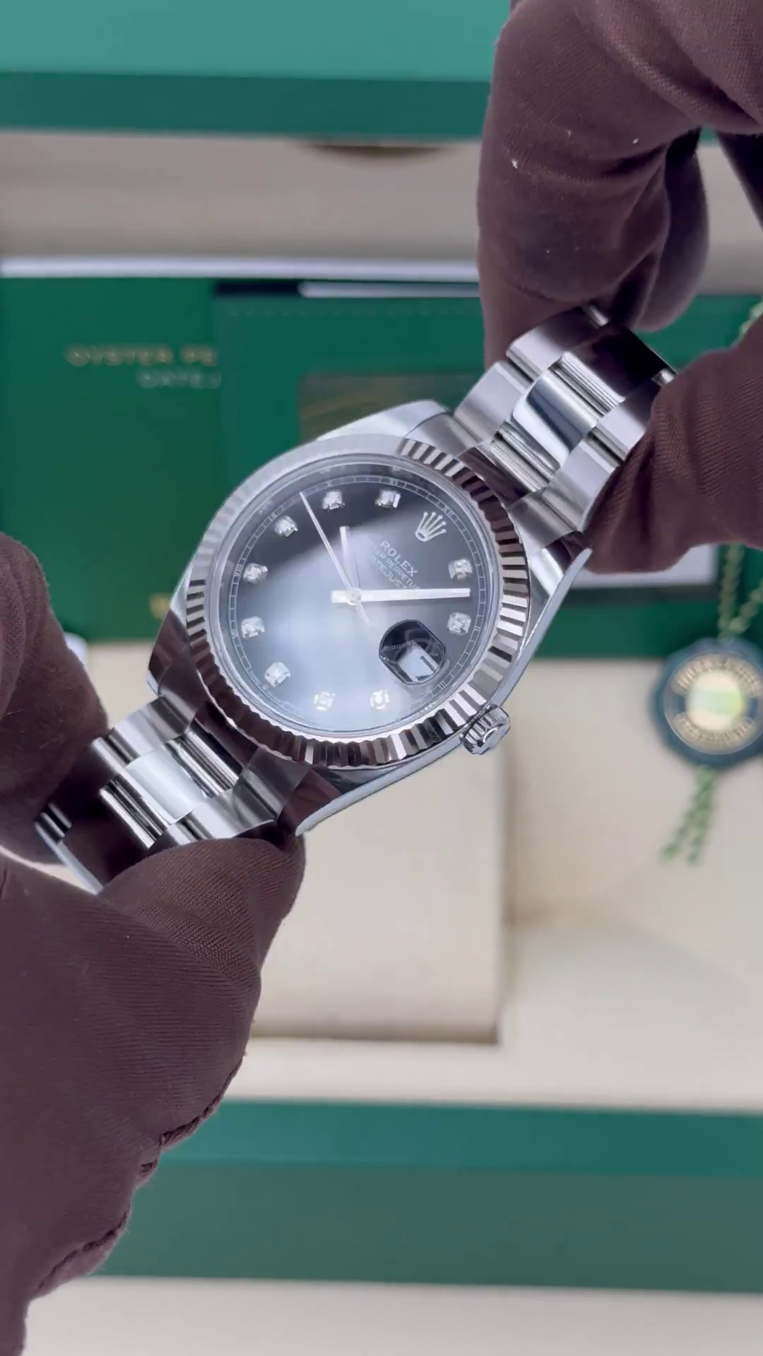 RLX  Datejust 41mm 126334 Black Diamond Oyster Stainless Steel Mens Watch