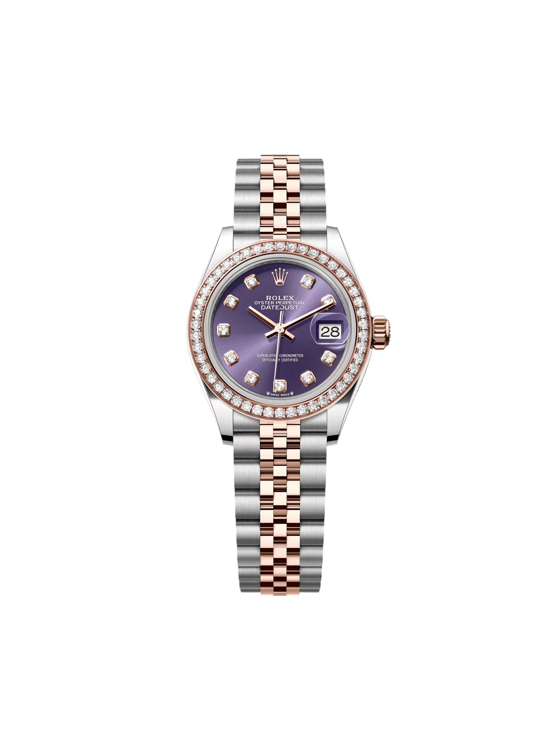 RLX Lady-Datejust 28mm 279381RBR Aubergine Diamond Dial Oyster Bracelet