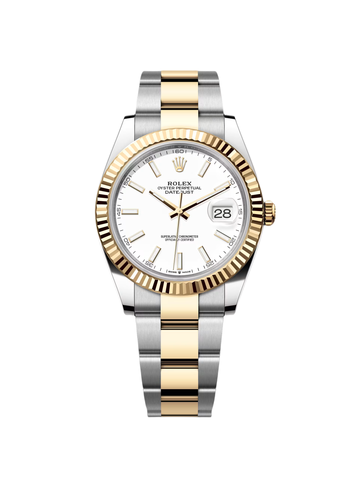 RLX  Datejust 41mm 126333 White Index Oyster Steel and Yellow Gold Mens Watch