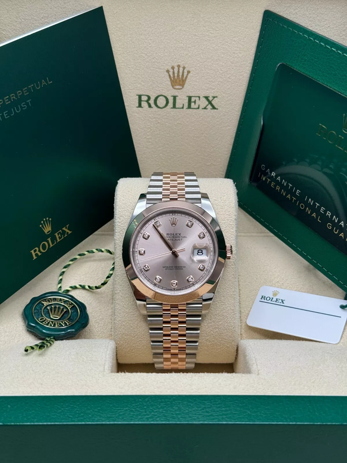 RLX Datejust 41mm 126301 Sundust Diamond Jubilee Steel and Everose Gold Watch