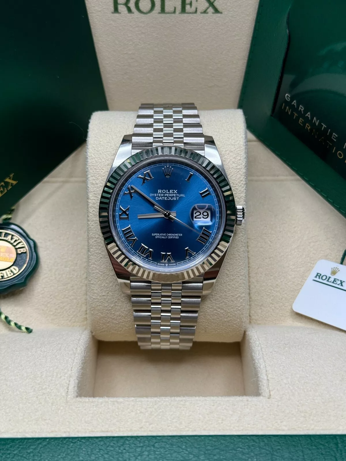 RLX  Datejust 41mm 126334 Blue Roman Oyster Stainless Steel Men’s Watch