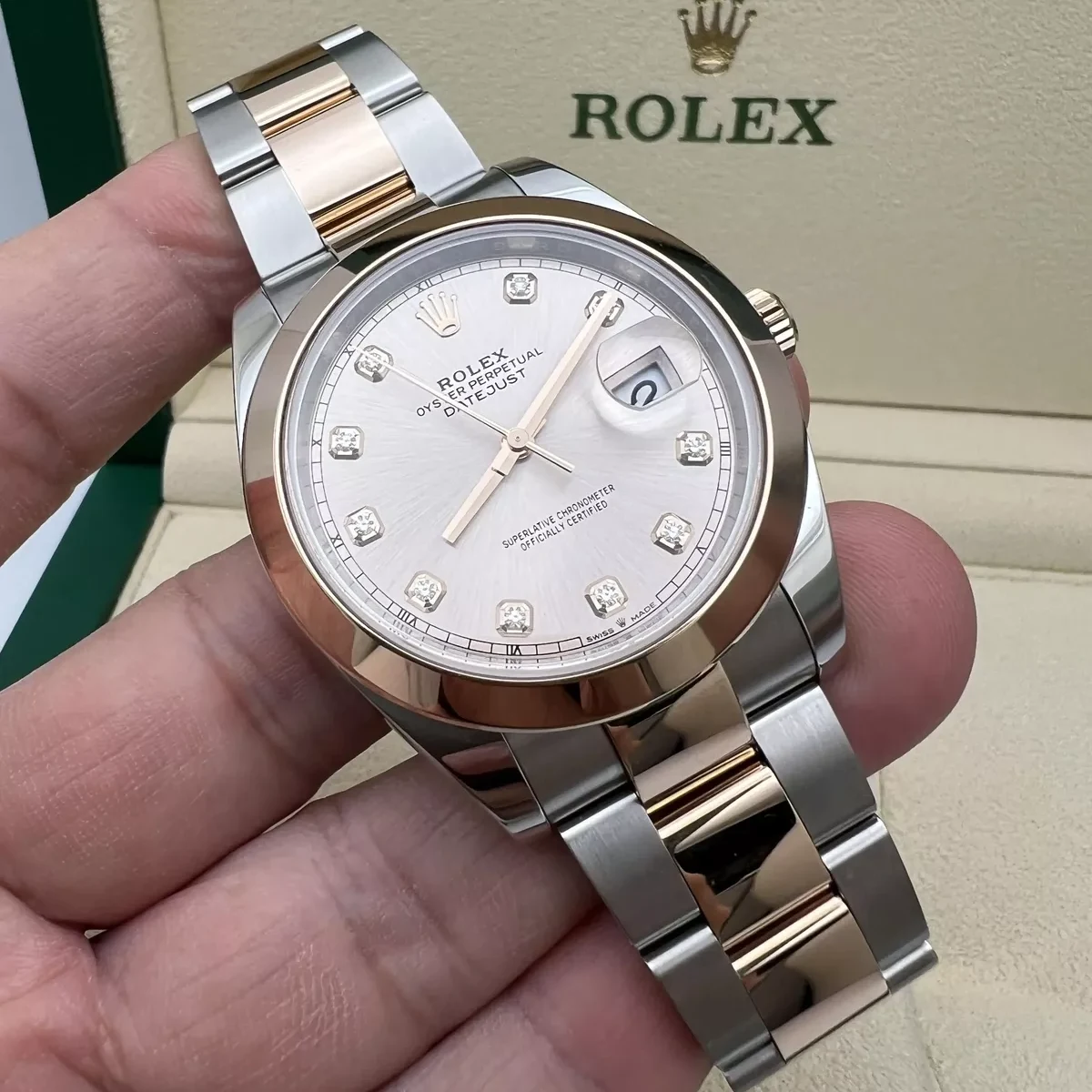 RLX Datejust 41mm 126301 Sundust Diamond Jubilee Steel and Everose Gold Watch