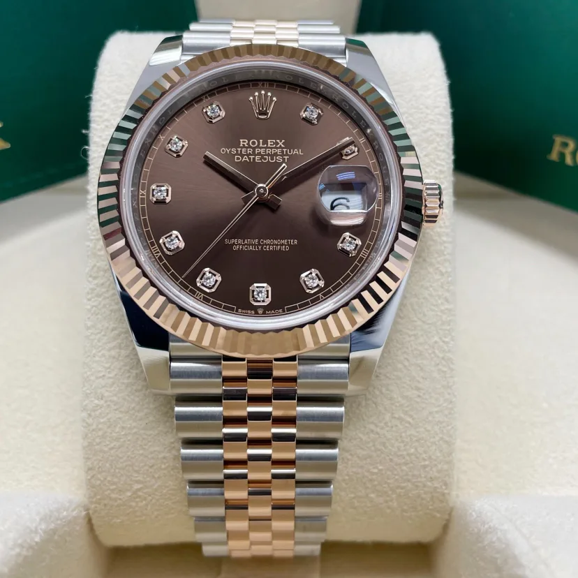 RLX Datejust 41mm 126331 Datejust Chocolate Diamond Oyster Steel and Everose Gold Watch
