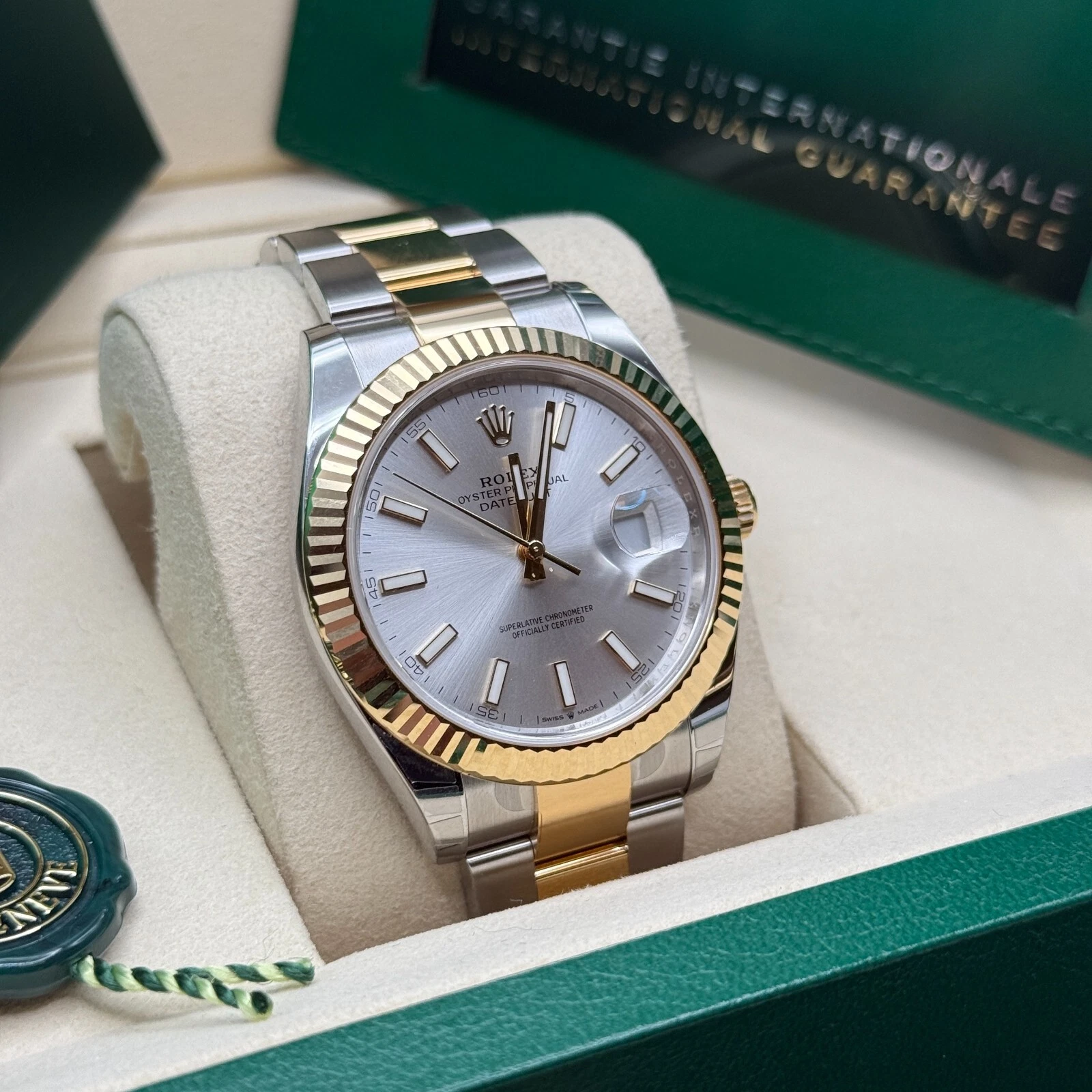 RLX  Datejust 41mm 126333 Silver Index Oyster Steel and Yellow Gold Mens Watch