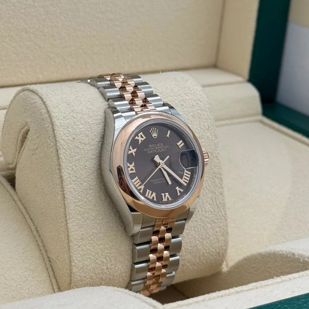 RLX Lady-Datejust 28mm  279161 Chocolate Roman Dial, Two Tone Stainless Steel & 18K Rose Gold Oyster Bracelet Women's Watch