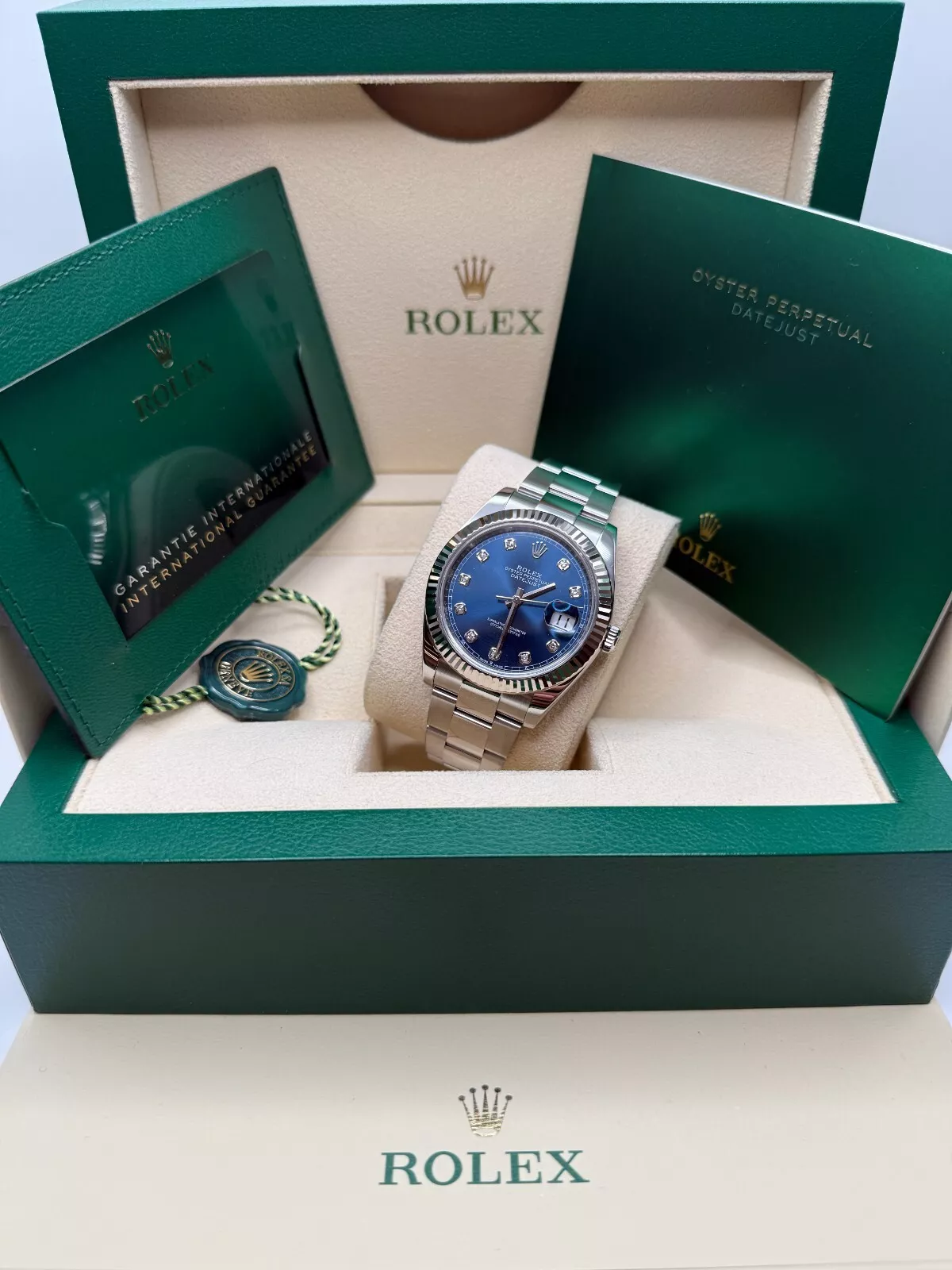 RLX  Datejust 41mm 126334 Blue Diamond Oyster Stainless Steel Mens Watch