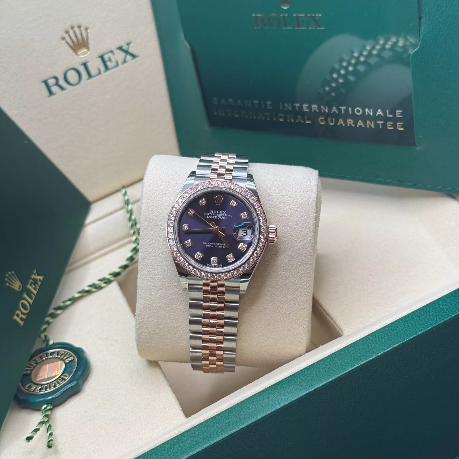 RLX Lady-Datejust 28mm 279381RBR Aubergine Diamond Dial Oyster Bracelet