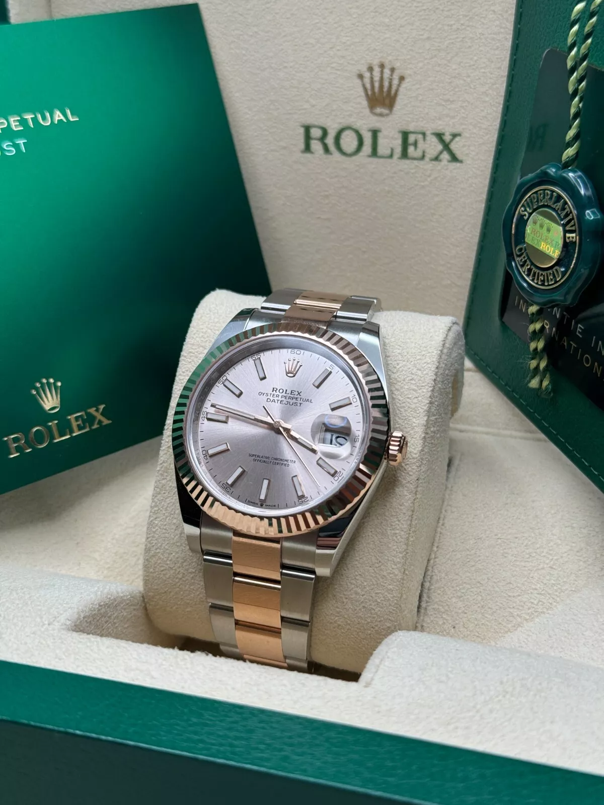RLX Datejust 41mm 126331 Sundust Index Oyster Steel and Everose Gold Watch