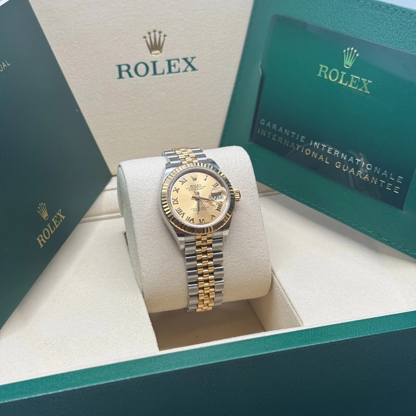 RLX Lady-Datejust 28mm 279173 Champagne Roman Dial Oyster Bracelet