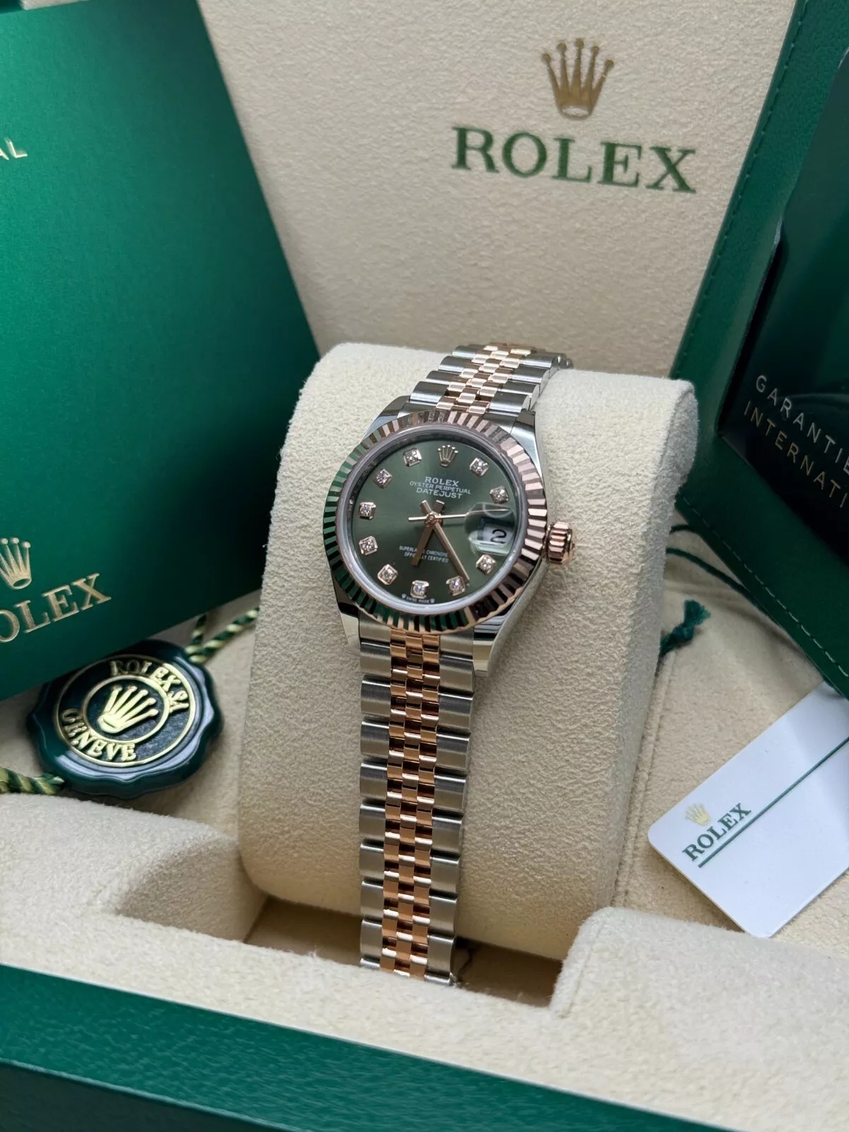 RLX Lady-Datejust 28mm 279171 Green Diamond Oyster Stainless Steel and Rose Gold