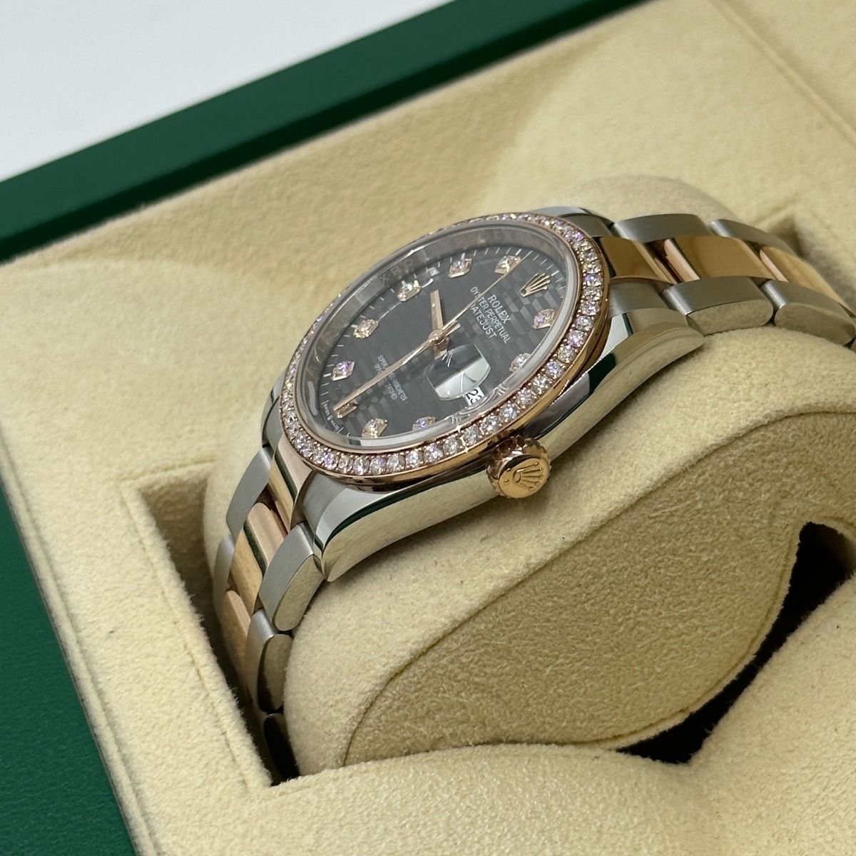 RLX  Datejust 36mm 126281 Slate Fluted Motif Diamond Dial Diamond Bezel and Oyster Bracelet