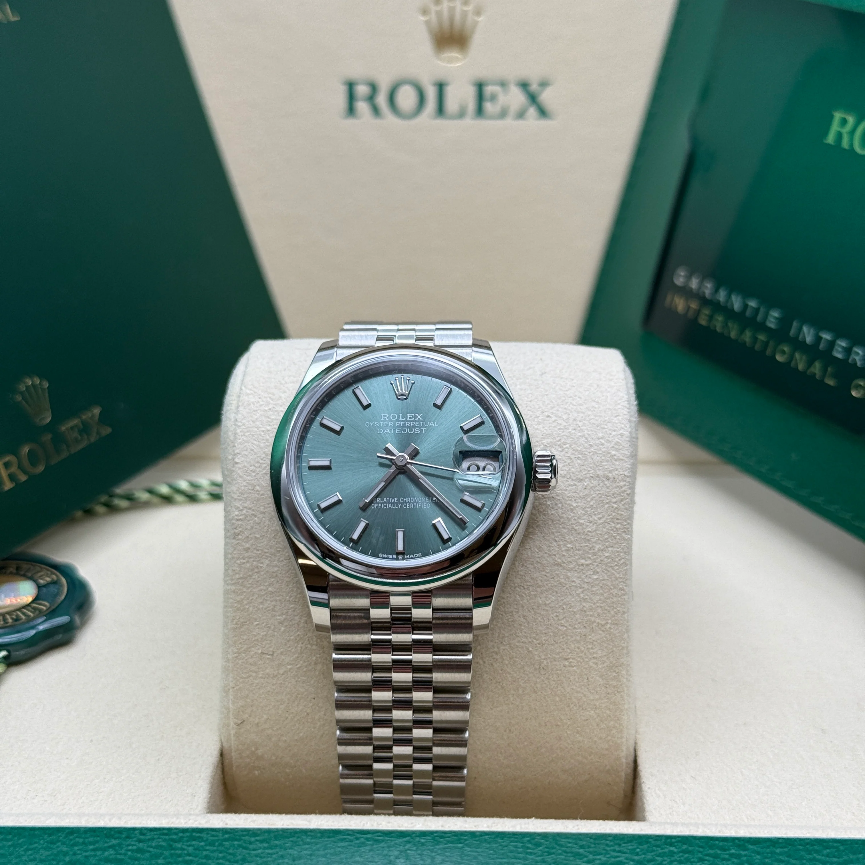 RLX Datejust m278240-0011/0012 31mm Green Stick Domed Bezel Oyster Oystersteel