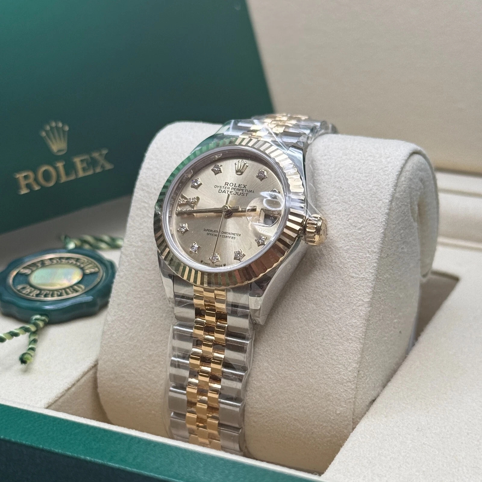 RLX Lady-Datejust 28mm 279173 Champagne Diamond Dial Oyster Bracelet