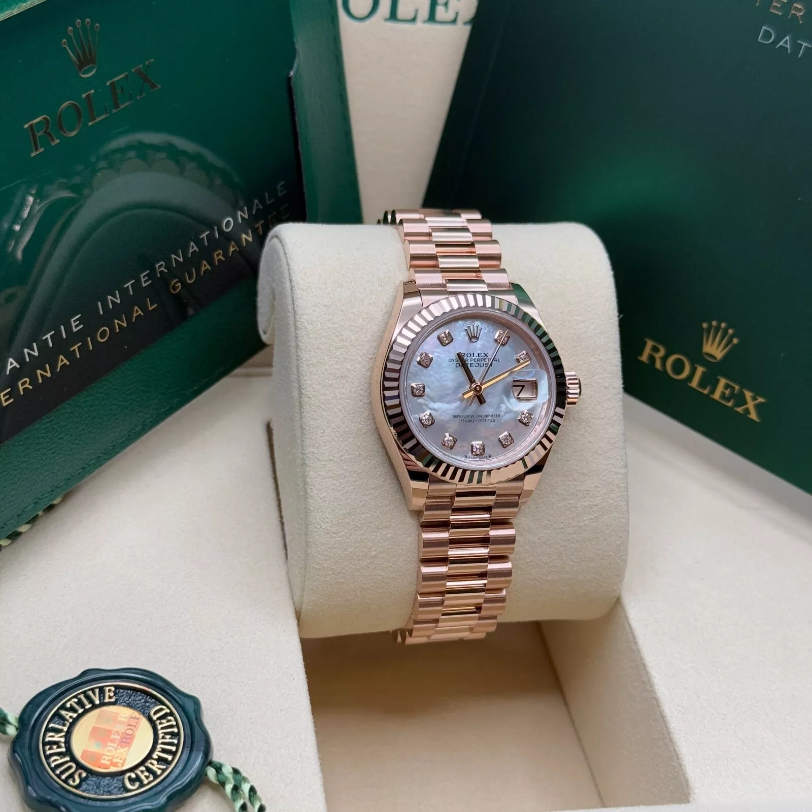 RLX Lady-Datejust 28mm 279175 Mother-of-Pearl Dial President Everose Gold