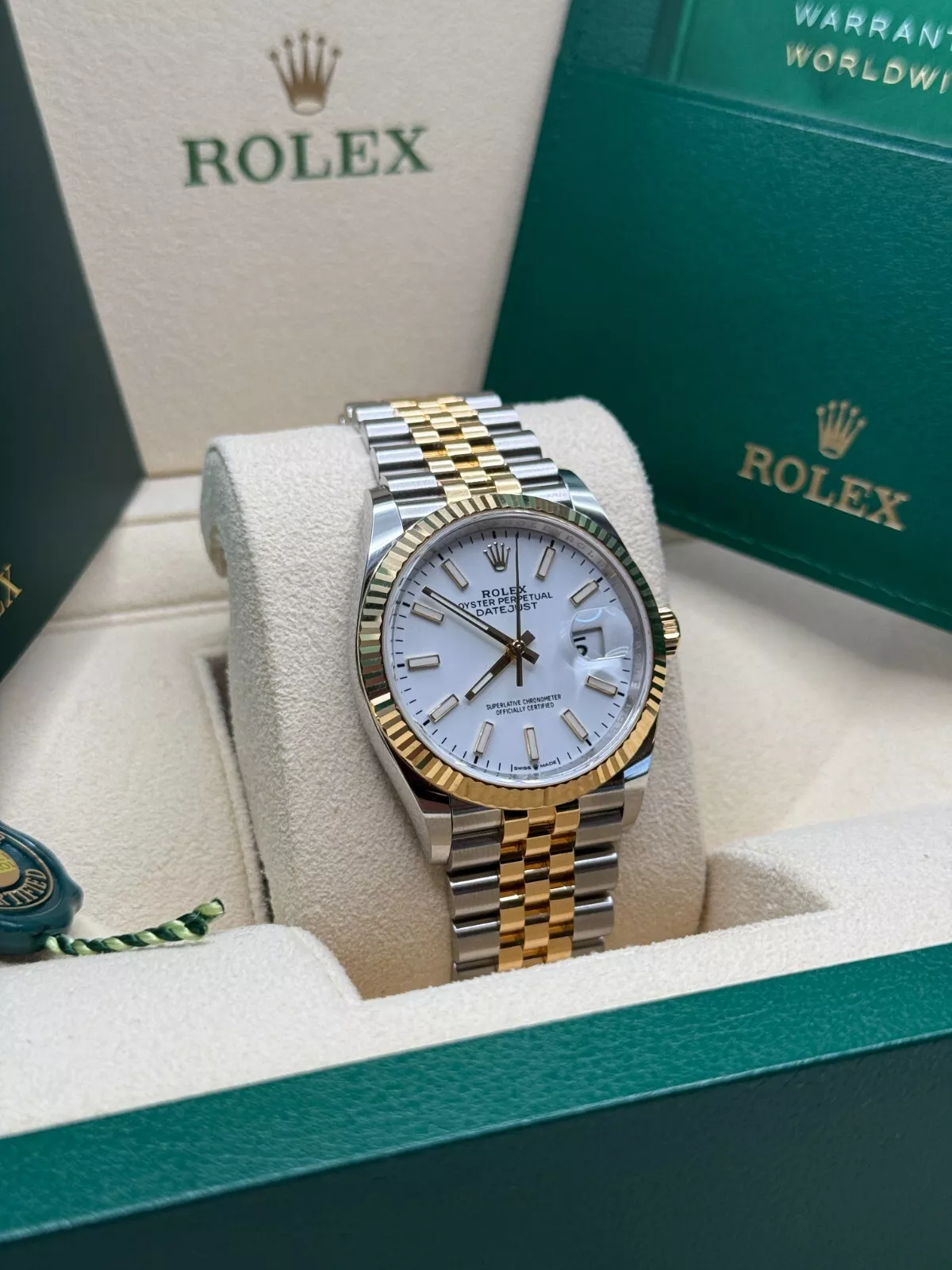 RLX  Datejust 36mm 126233 White Index Dial Two-Tone Jubilee Bracelet Watch