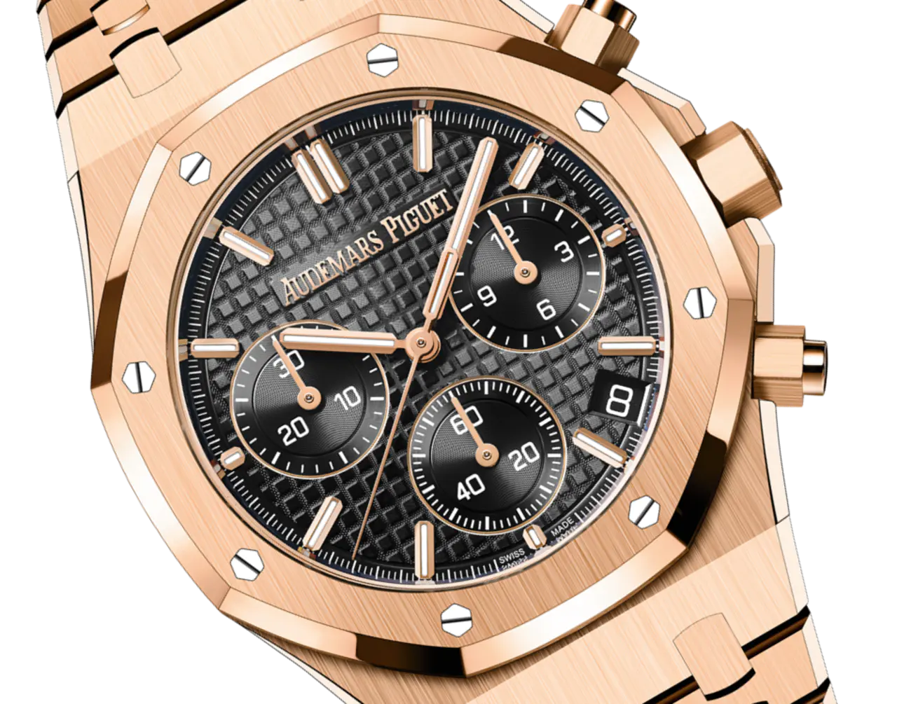A&P ROYAL OAK Pink Gold Black Dial CHRONOGRAPH 41mm