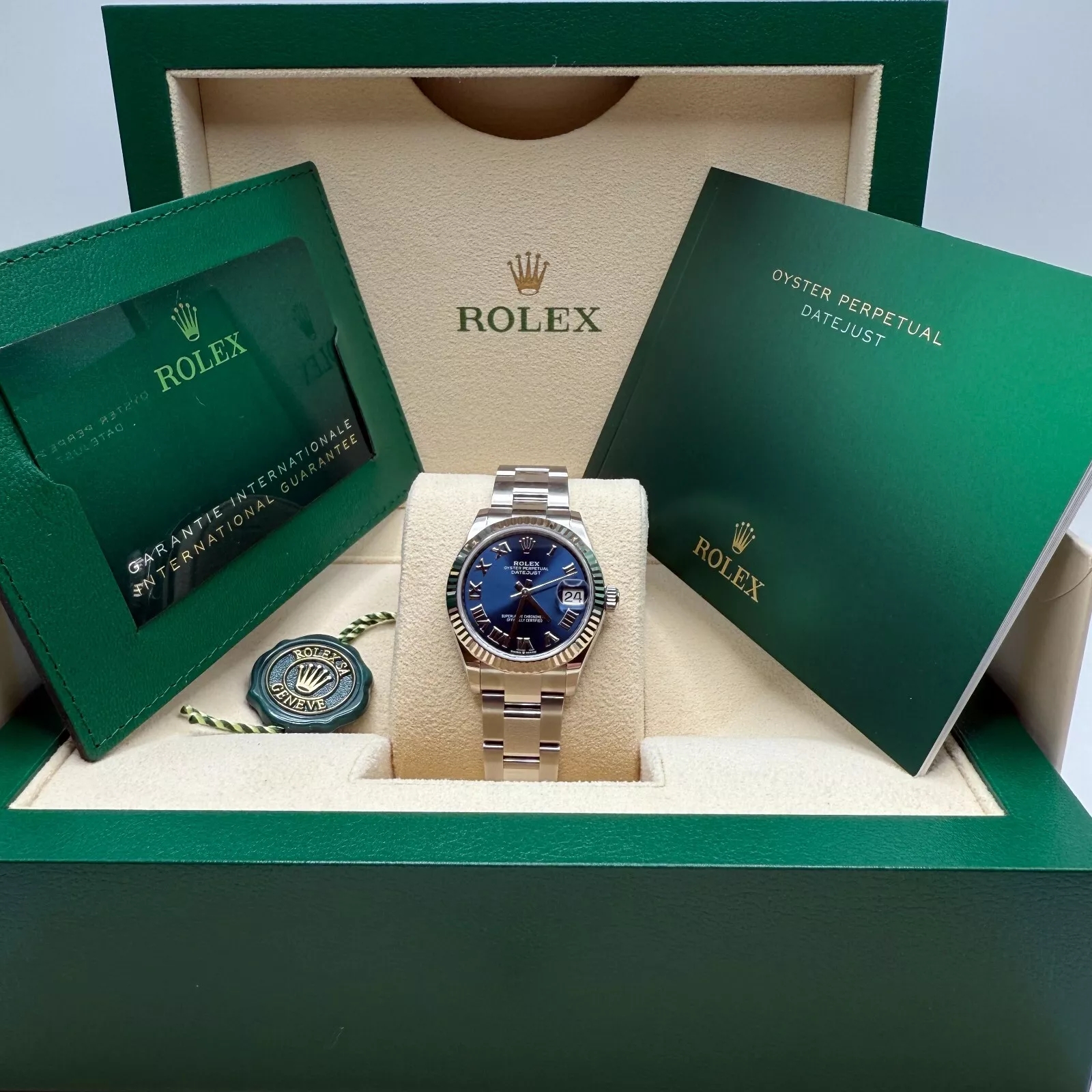 RLX Datejust m278274-0033/0034 Bright Blue Dial 31mm Fluted Bezel Oyster Bracelet