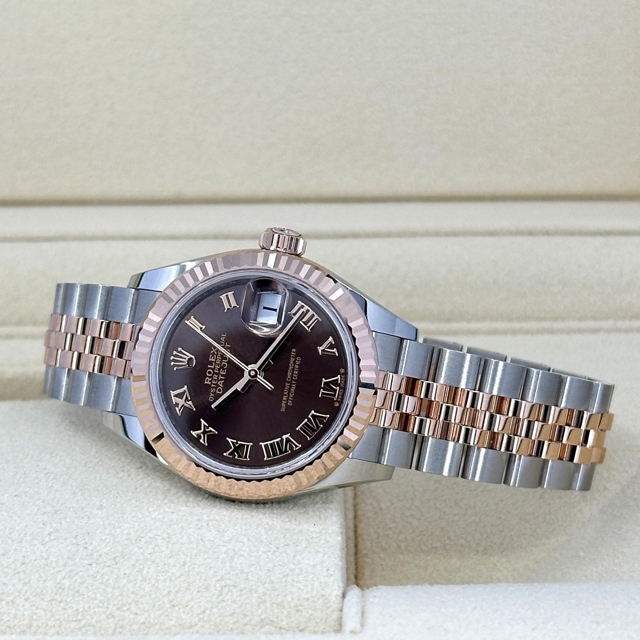 RLX Lady-Datejust 28mm 279171 Chocolate Roman Oyster Stainless Steel and Rose Gold