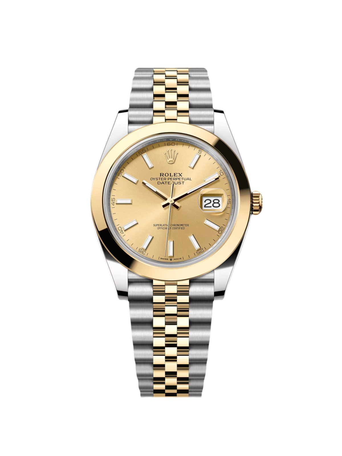 RLX Datejust 41mm 126303 Champagne Index Oyster Steel and Yellow Gold Mens Watch